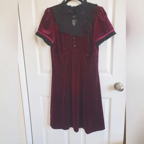hell bunny burgundy dress Hell Bunny | Mourning Dress main image 0